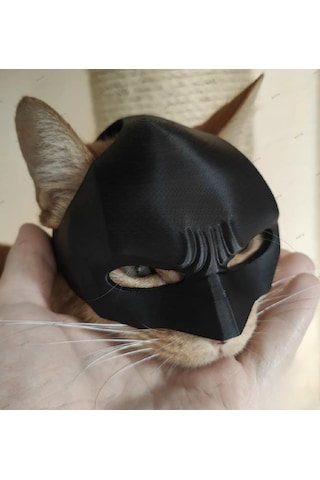 Siyah Batman Kedi Maske - Giyilebilir Kedi Maskesi Evcil Hayvan Maskesi 1 Adet