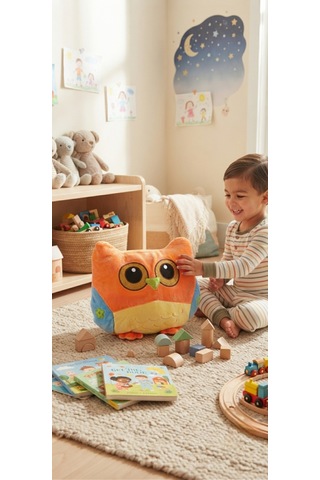 Peluş Baykuş Yastık 40 Cm Turuncu