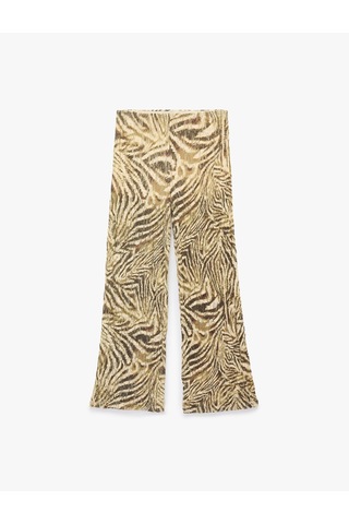 Koton Rahat Kalıp Zebra Desenli Dantel Pantolon Bej Desenli 6sak40088ek Ekru
