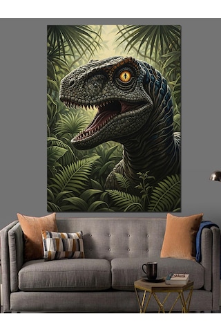 Dinozor T-rex Korkunç Yaratık Dekoratif Kanvas - Mdf Ahşap Tablo