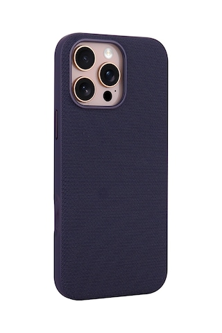 Maks Technology Apple Uyumlu iPhone 16 Pro Max Kılıf M-safe Şarj Özellikli Kumaş Tasarımlı Mkst Miami Sert Pc Kapak - Derin Mor