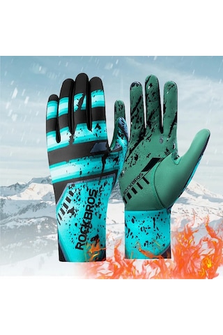 Rockbros S341 1 Çift Tam Parmak Termal Sıcak Bisiklet Eldiveni