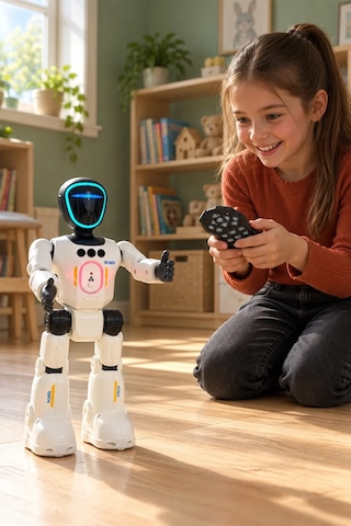 Venandin Robix Türkçe Konuşan Uzaktan Kumandalı Akıllı Robot Adam - Şarjlı, Led Işıklı, Dans Eden Eğitici Oyuncak Robot 31 Cm