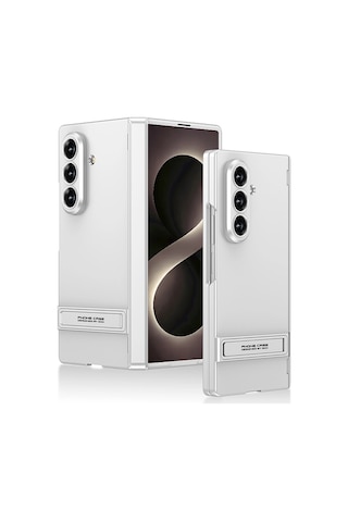 Samsung Galaxy Uyumlu Z Fold 8 Ultra Kılıf Zore Kıpta Standlı Kapak Gümüş