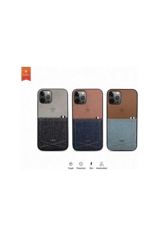 Kajsa Apple Uyumlu iPhone 12 Pro Max Kılıf Cep Tasarımlı Kajsa Denim Kapak ZORE-218934