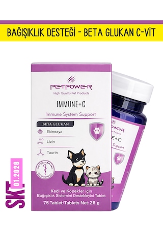 Petpower Kedi Köpek Desteği, Beta Glukan, C Vitamini, Taurin Tablet 75 Adet