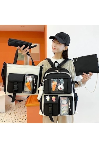 Zyzqstore Pasifix Büyük Kapasiteli Okul Çantası Seti 4 Parça Mavi Öğrenci İçin Mavi