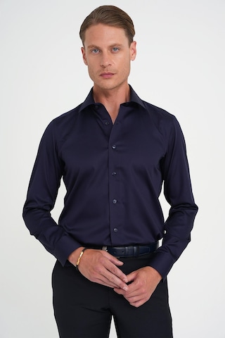 Efor Slim Fit %100 Pamuk Non Iron Kumaş Klasik Lacivert Gömlek Gk 734 Lacivert