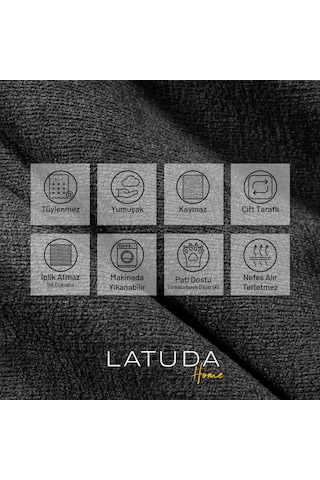 Jakarlı Şönil Koltuk Örtüsü Kanepe Örtüsü Koltuk Şalı 175x300 Kaymaz Gri Gri