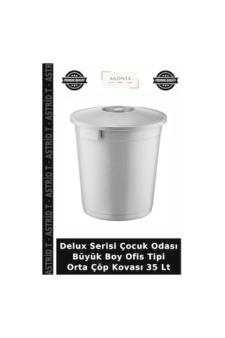 Delux Serisi Çocuk Odası Büyük Boy Ofis Tipi Orta Çöp Kovası 35 Lt
