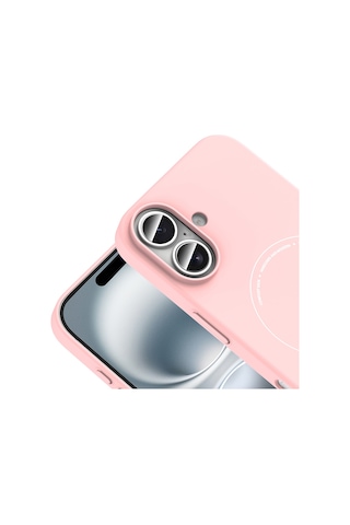 Apple iPhone Uyumlu 17 Kılıf M-safe Şarj Özellikli Kamera Korumalı Zore Elio Sert Pc Kapak - Açık Pembe AÇIK PEMBE