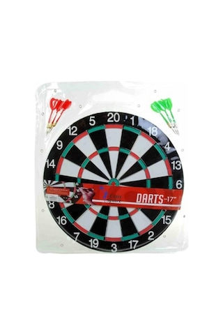 43 Cm Çift Taraflı Büyük Dart Seti 6 İğneli Ok Seti Dahil Profesyonel Görünümlü Klasik Hedef Oyu
