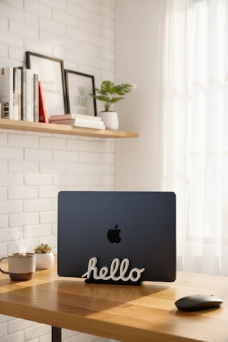 Hello Yazılı Retro Laptop Masaüstü Standı