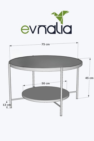 Nordic Orta Sehpa Temperli Cam 75 Cm Demonte Çizilmez Kırılmaz Metal Çerçeve Raflı Minimalist Sehpa - Atlantik Çam Atlantik Çam