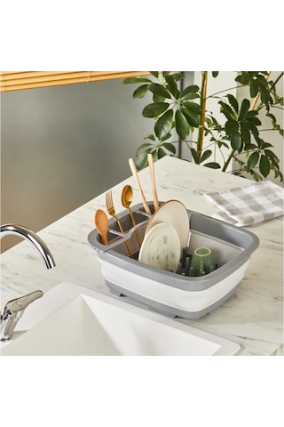Golden Rod Gri Katlanabilir Bulaşıklık 9 Litre Beyaz - Gri