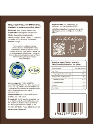 TheLifeCo Organik Badem Unu 2 x 250 G