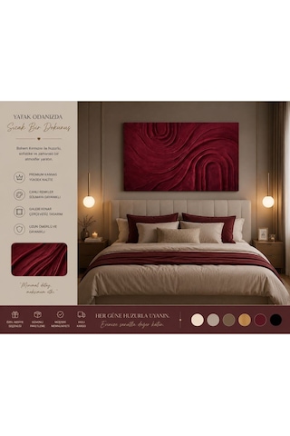 Modern Bohem Vişne Kırmızısı Soyut Dokulu Kanvas Tablo Premium Dekoratif Duvar Tablosu Salon, Yatak Odası, Koridor Ve Ofis Dekorasyonu İçin Şık Tasarım