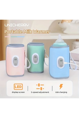 Boatshop1 Yeşil Taşınabilir Dijital Ekranlı Şişe Isıtıcı Usb Isıtma 5 Hızlı Sıcaklık Kontrolü Evrensel Uyumluluk