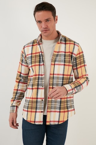 Buratti Ekoseli Uzun Kollu Slim Fit Kışlık Erkek Gömlek Cf21W112844 Hardal