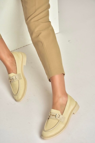 Fox Shoes Y330722104 Bej Triko Kumaş Toka Detaylı Günlük Kadın Ayakkabı Bej