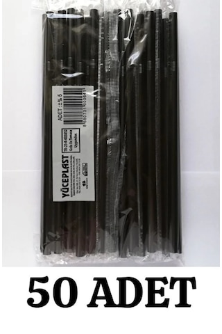 Siyah Pipet 50'li Kalın Pipet Jelatin Sargılı Körüklü Frozen Kıvrımlı Pipet