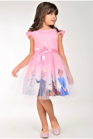 Buse&Eylül Bebe Pembe Elsa Karlar Kraliçesi Kız Çocuk Elbisesi