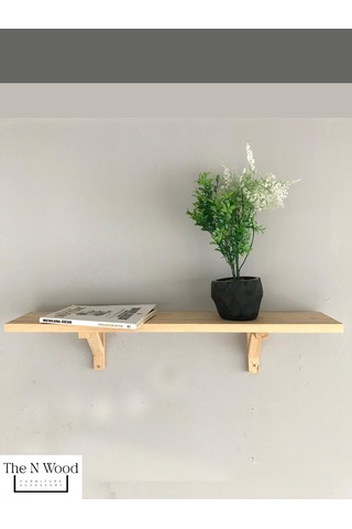 The N Wood Ahşap Kitaplık Duvar Rafı taby