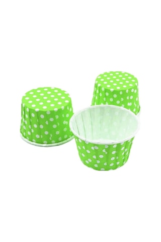 Yeşil Puantiyeli Muffin Kağıt Kapsül 25 Adet 50x39 Mm Diğer