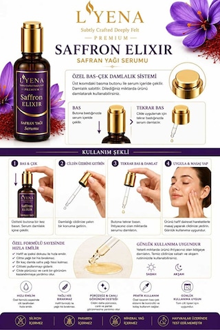 Lyena Premium Saffron Elixir Safran Yağı Cilt Bakım Serumu 50 Ml Canlı Ve Parlak Görünüm Destekleyici Serum