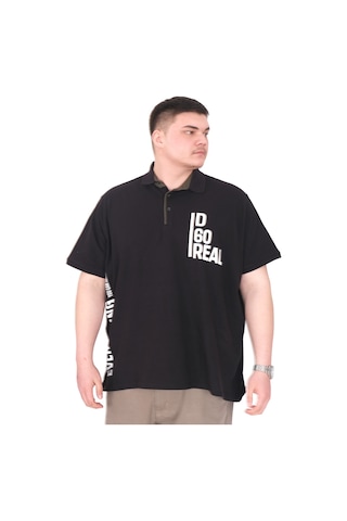 Mode Xl Büyük Beden Erkek T-shirt Polo Yaka Real U25309 Siyah Siyah