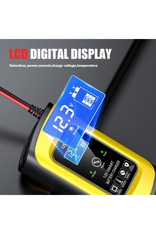 Padalink 12v Akıllı Akü Şarj Cihazı Otomobil Motosiklet Aküsü Tamiri 8a Lcd Ekranlı Isı Algılama 100-240v Avrupa Standartı Sarı