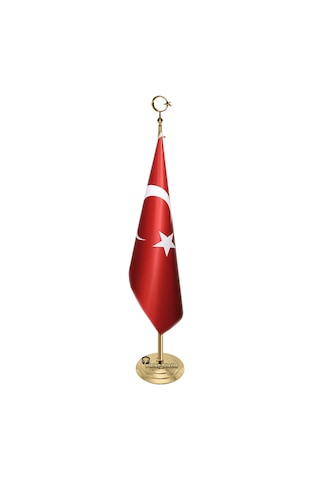 Sarı Gold Makam Bayrak Direği Ayyıldız Alemli