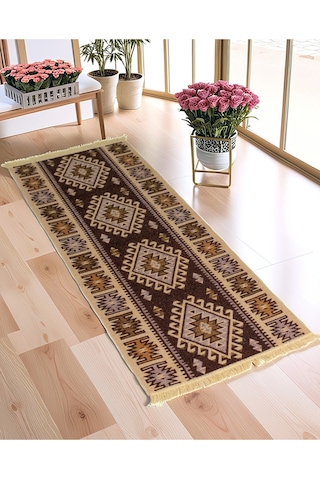 "çift Taraflı Kullanılabilir, Makinede Yıkanabilir,modern Desenli Kilim 11 Farklı Ebat" Kahverenk Kahverengi
