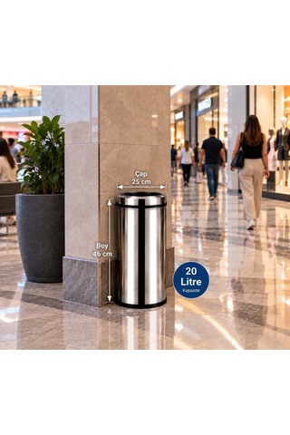 Pratik Çemberli Çöp Kovası 20 Lt Paslanmaz Acar 13283