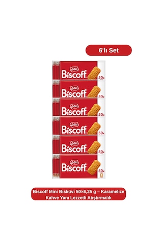 Biscoff Mini Bisküvi 50 6,25 G Karamelize Kahve Yanı Lezzetli Atıştırmalık 6'lı Set