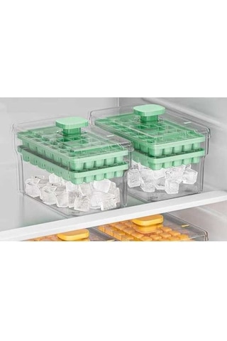 Ulzyvf Kolay Kullanımlı 68 Küplük Buz Kalıbı, 2 Katlı, Dondurucuya Uygun, Renkli Tasarım Yeşil