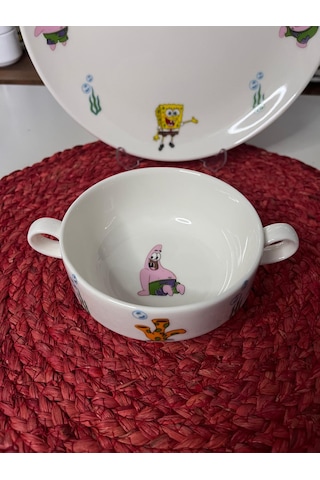 5 Parça Sünger Bob Model Çocuk Bebek Yemek Takımı Beslenme Seti Çok Renkli