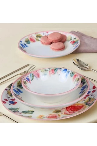Miss Betty Rose Deluxe 24 Parça 6 Kişilik Porselen Yemek Takımı 16895-17 Çok Renkli