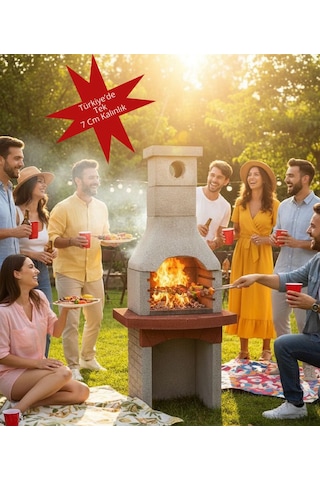 Mangal Barbekü 60 Lık Model Barbekü Gross Gri - Kırmızı