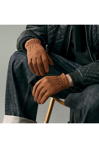 Trendooze Tam Süet Sıcak Parmak Kış Golovejoy Erkek Eldiveni Eldiven Ekran Dy55 Dokunmatik Deve Çift Butu Bisiklet 1 Ts Devetüyü