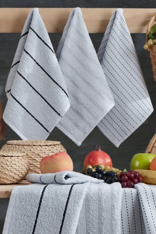 Seher 6'lı Mutfak Ve El&yüz Havlu Seti 30x50 Cm Gri