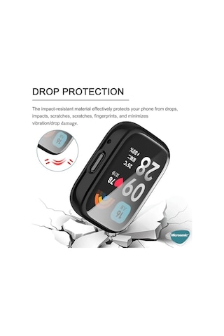 Xiaomi Redmi Watch 5 Lite Kılıf 360 Full Round Soft Silicone Siyah Redmi Watch 5 Lite İle Uyumlu Kılıf - Siyah