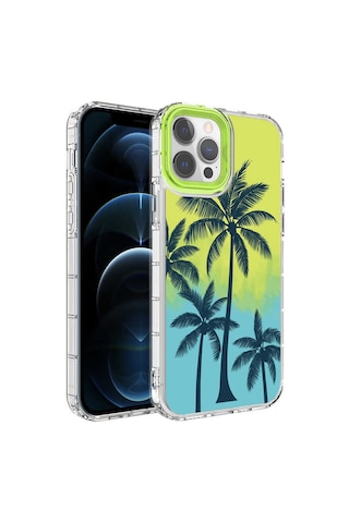 Apple Uyumlu iPhone 13 Pro Kamera Korumalı Renkli Desenli Sert Silikon Zore Korn Kapak