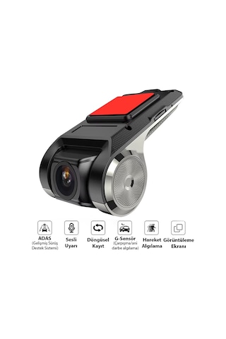 Ally Full Hd Mini Araç İçi Kamera Geniş Açı, Gece Görüşlü, Döngüsel Kayıt, Kompakt Dash Cam