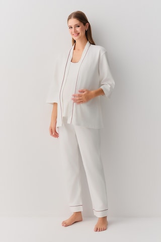 Suwen Pearl 3 Parçalı Hamile Lohusa Pijama Takımı Sh26212660t036 Ekru