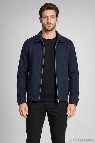 Freemen Erkek Oversize Fermuarlı İçi Kapitoneli Kaşe Ceket-415 Lacivert
