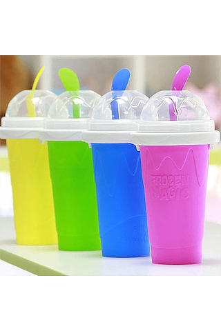 Leezsing Kırmızı Smoothie Bardağı, Soğutma Bardağı Çift Katmanlı Sıkılabilir Bardak Smoothie Makinesi, Dıy Ev Yapımı Dondurma Makinesi