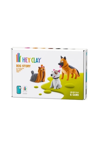 Hey Clay Hava İle Kuruyan Kil 6'lı Kutu - Köpek Hikayesi Shepherd, Bull Terrier, Yorkie
