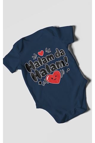 Morivokids Halam Da Halam Kısa Kollu Bebek Body %100 Pamuk Lacivert