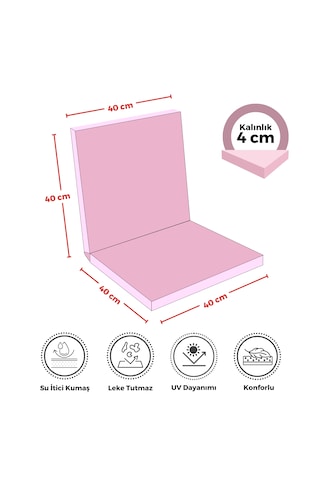 Xpermate 6'lı Arkalıklı Sandalye Minderi Fermuarlı 40x40 Pembe